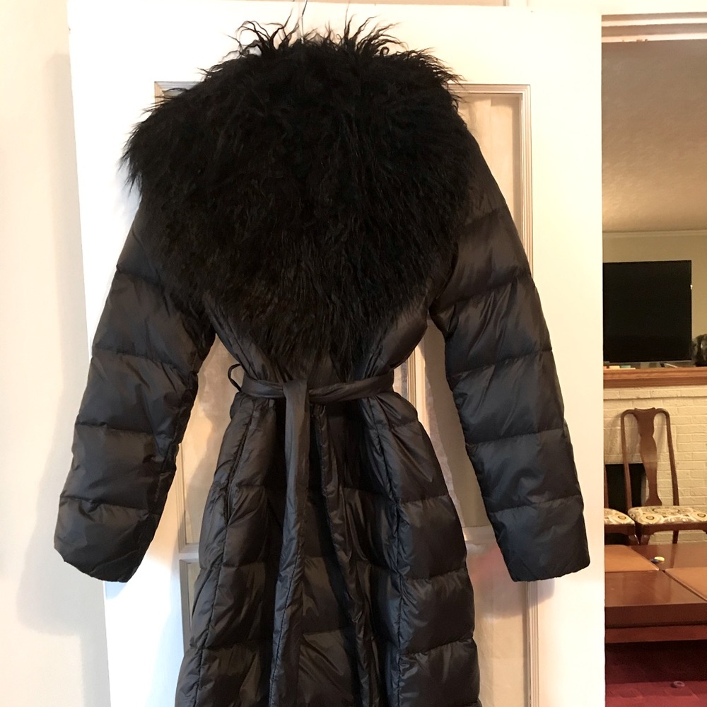 Ralph Lauren Belted Puffer w Mongolian faux fur